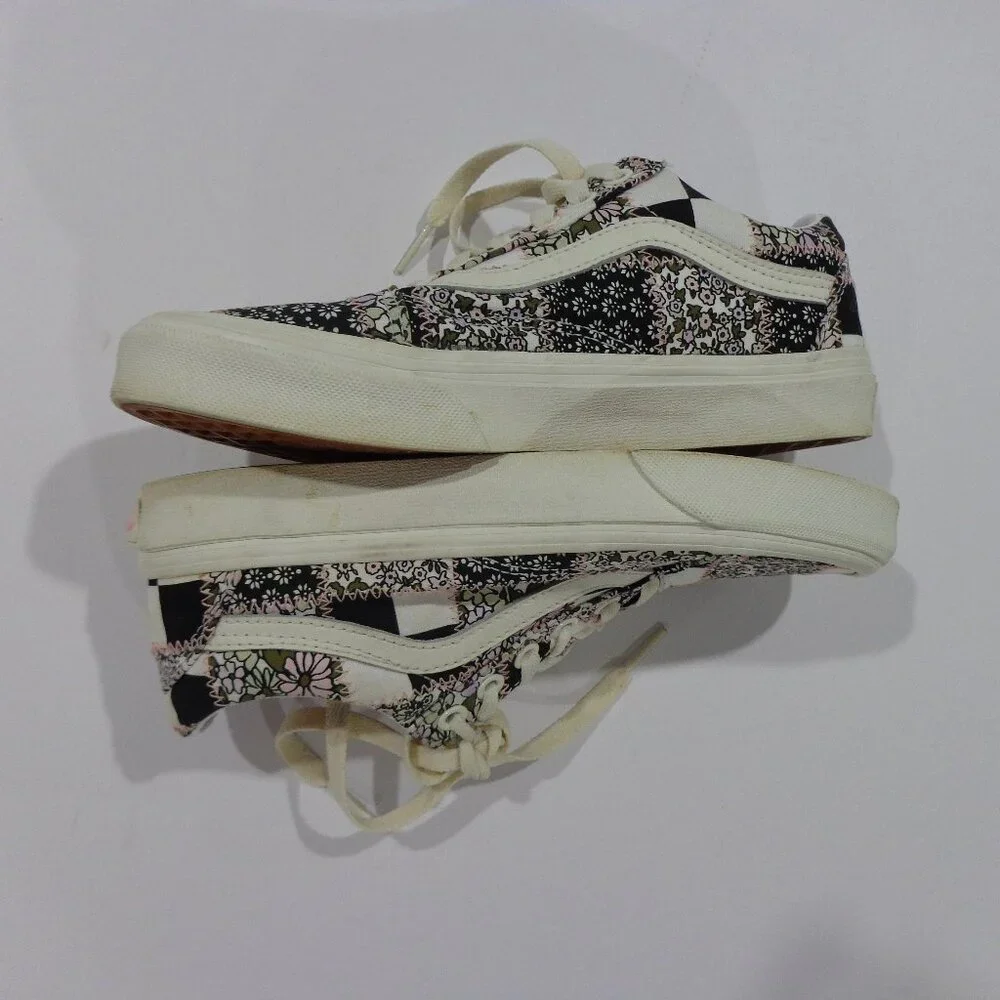 Vans Old Skool Sneaker Shoes Patchwork Floral Low Top‎ Black Sz Women 6 Men 4.5